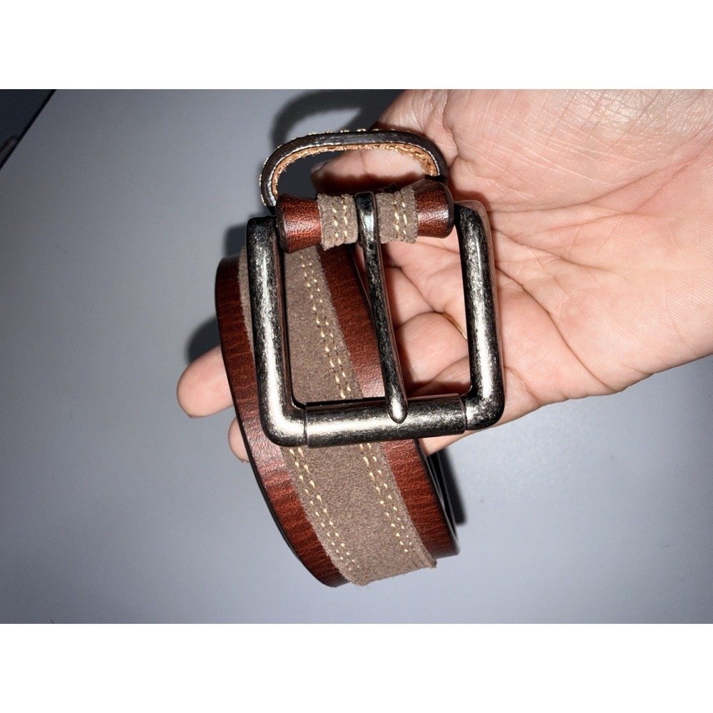 Johnston & Murphy 1850 Grain Suede‎ Overlay Belt Size 34 Brown USA Preppy Casual